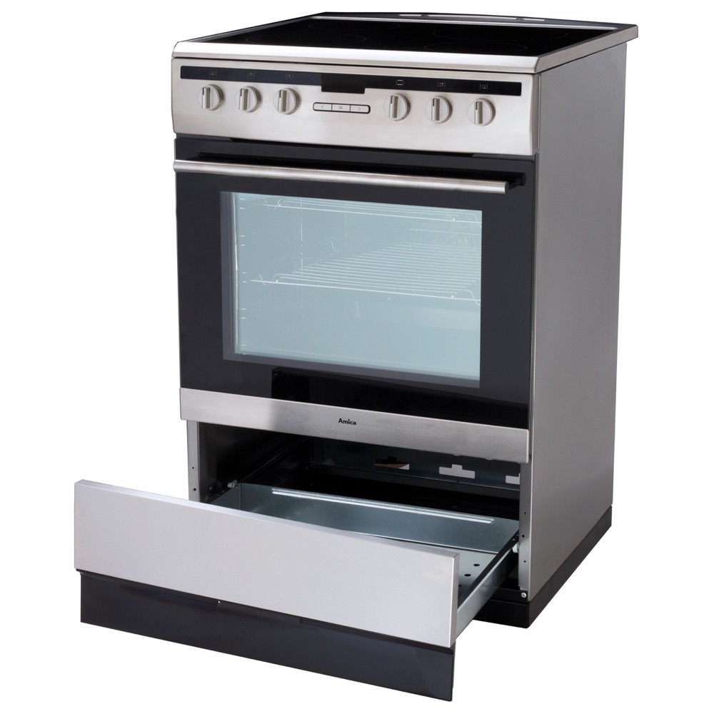 amica 608ce2taxx 60cm freestanding electric cooker with ceramic hob in stainless steel