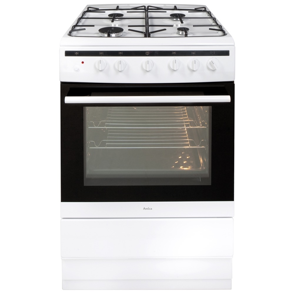 amica 608gg5msw 60cm freestanding gas cooker, white