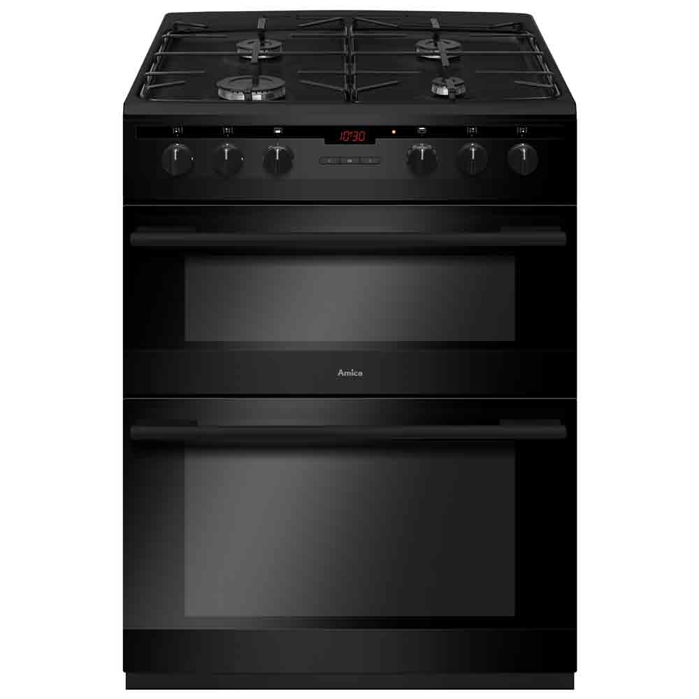 amica afd6450bl dual fuel 60cm double oven in black
