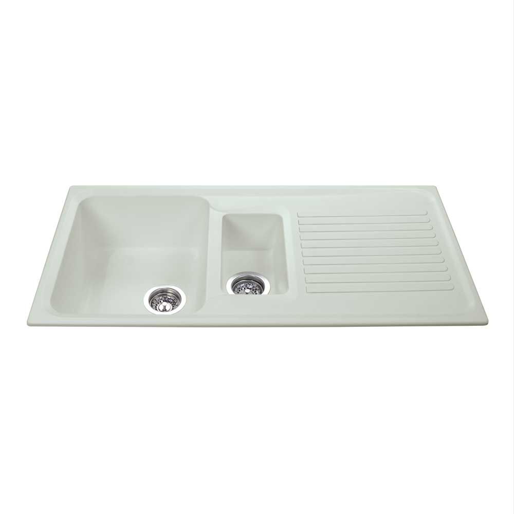 CDA AS2 Asterite Sink One & Half Bowl in Ivory or White