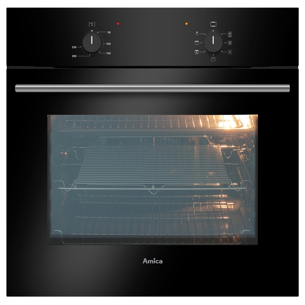 amica asc200bl singe fan oven in black - no timer