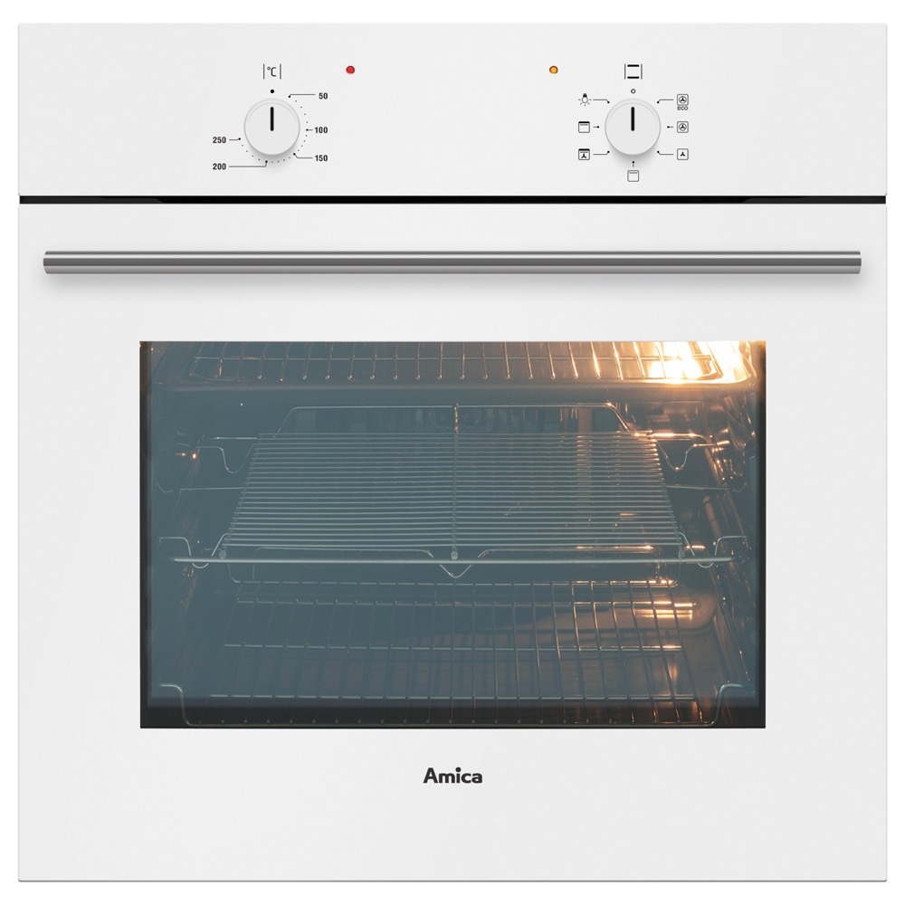 amica asc200wh single fan oven in white - no timer