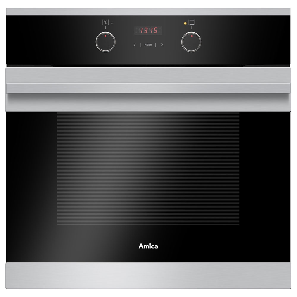 amica asc310ss single fan oven in stainless steel with timer