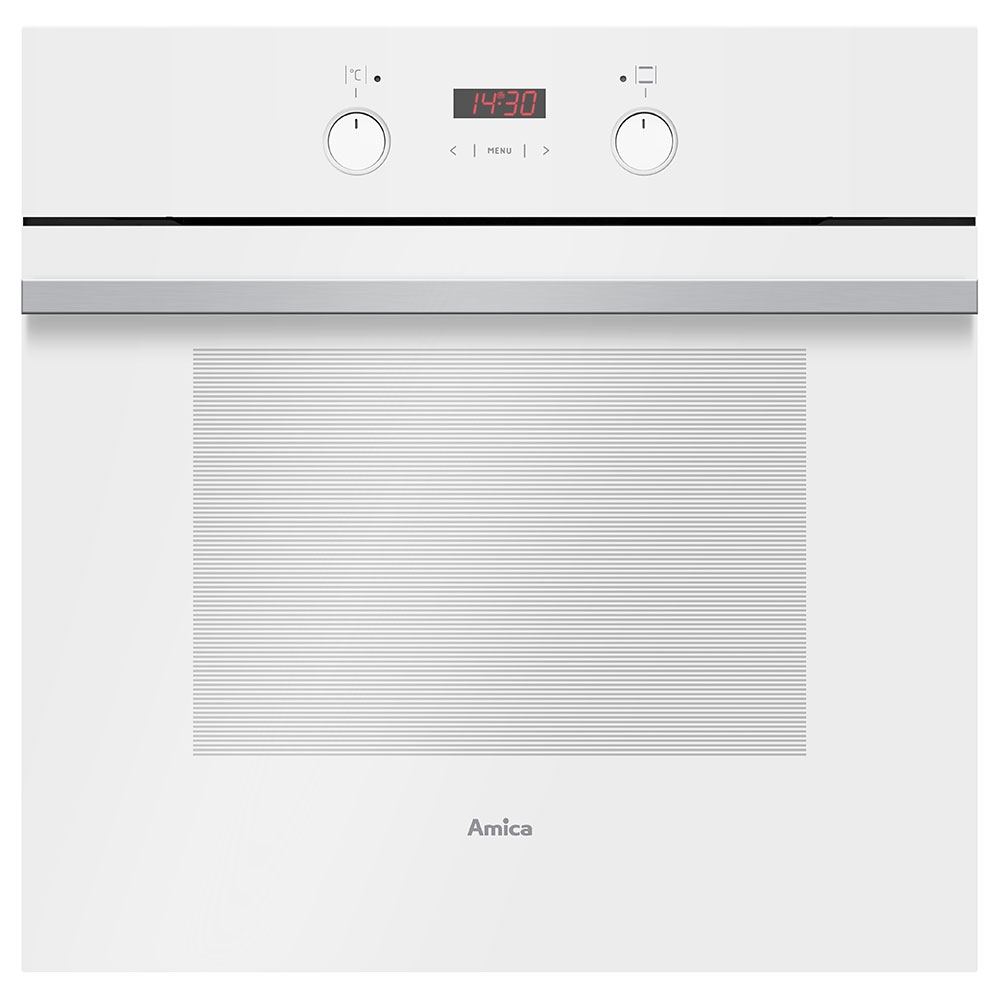 amica asc310wh single fan oven in white with timer