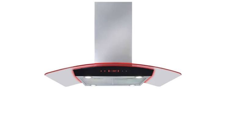 Cda ECPK90 90cm Curved Glass Island Cooker Hood in Stainless Steel 500/750m3hr