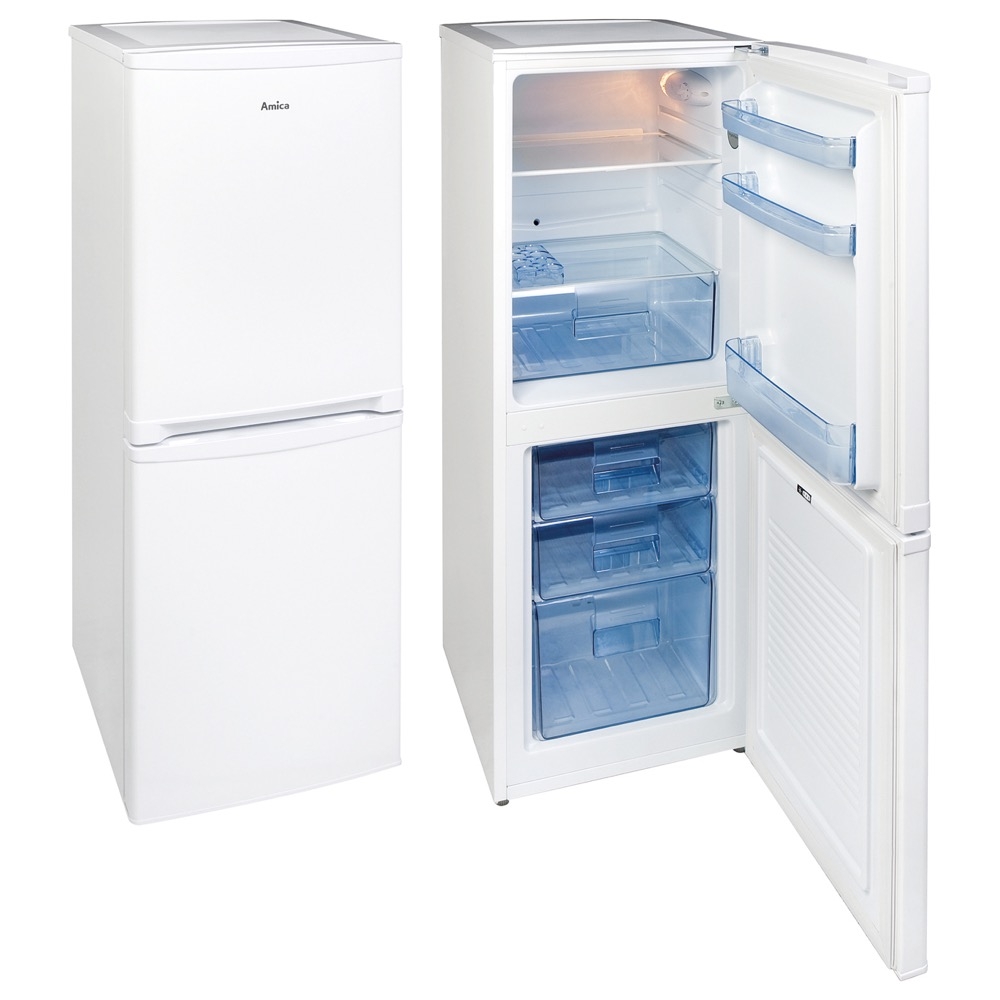 amica fk1984 50cm wide 155cm high fridge freezer in white