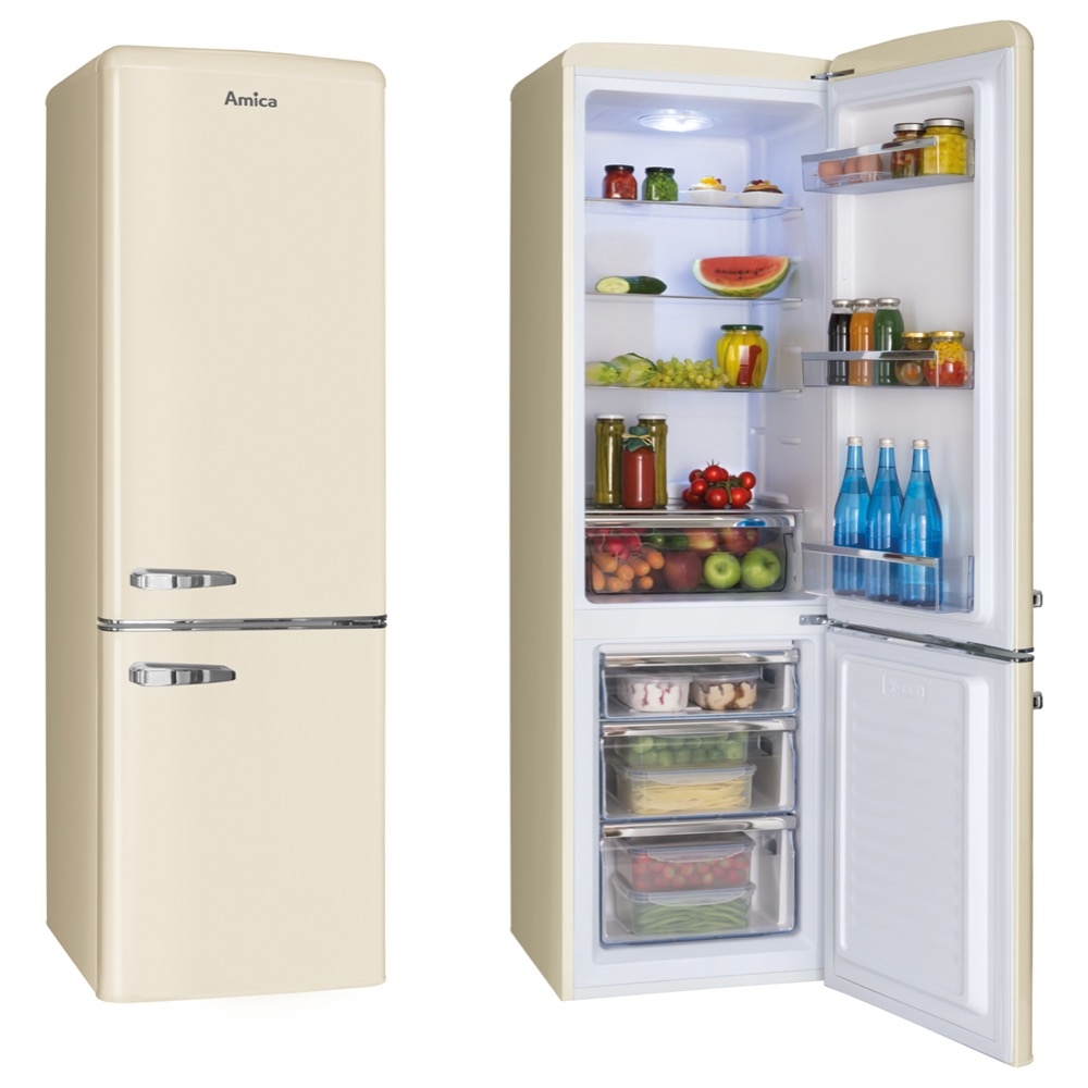 amica fkr29653c 55cm fridge freezer in cream