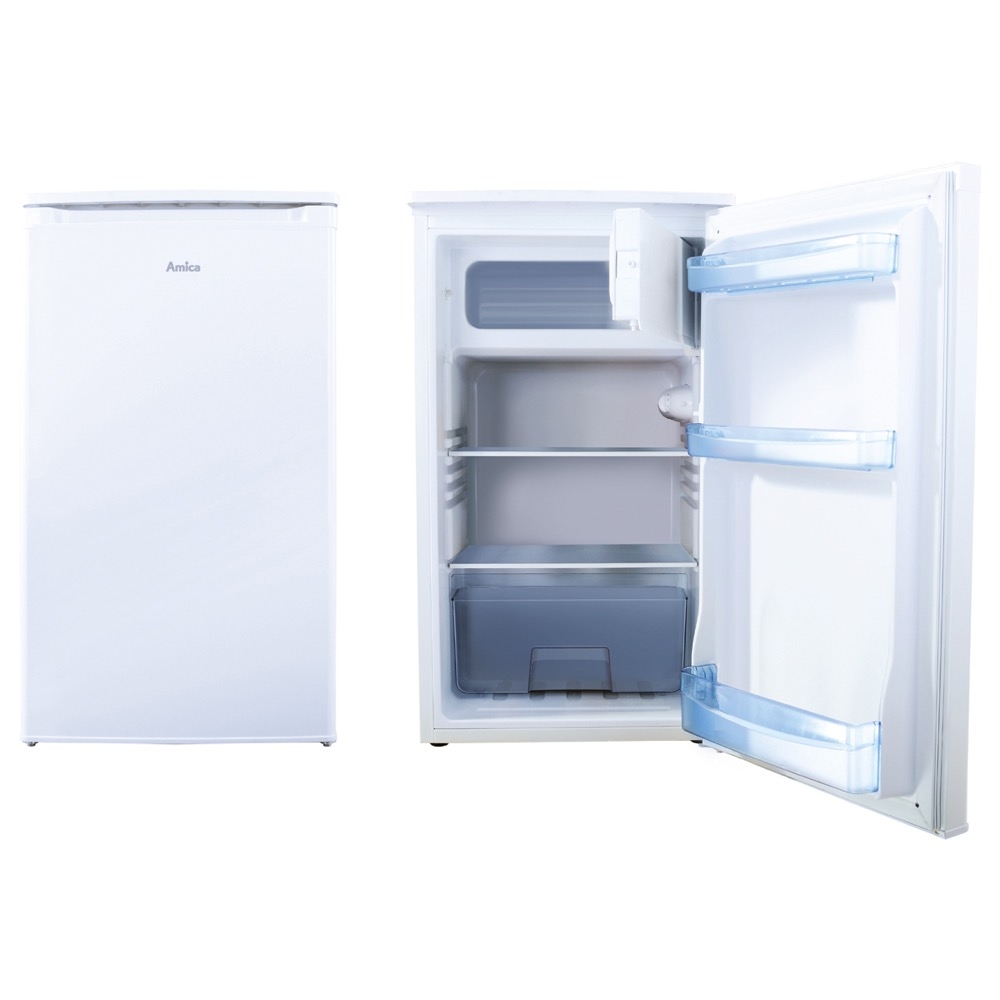 amica fm1044 48cm freestanding fridge with ice box
