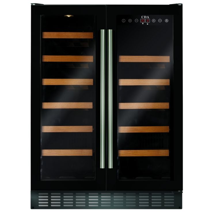 Cda FWC623 60cm Double Door Dual Zone Wine Cooler in Stainless Steel