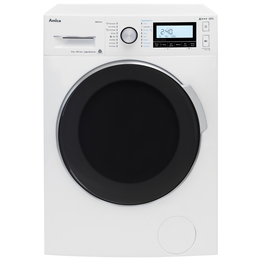 amica wms814 8kg 1400rpm washing machine a+++ rating in white