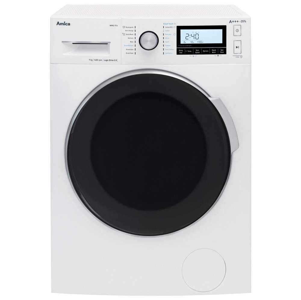 amica wms914 9kg freestanding washing machine in white a+++ rating