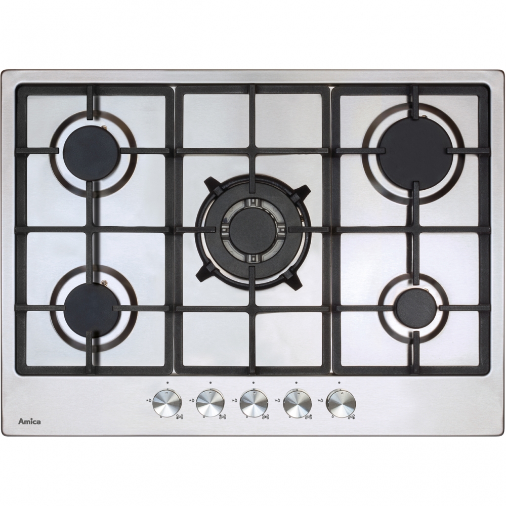 amica agh7100ss 70cm gas hob in stainless steel