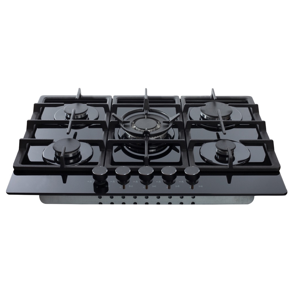 amica agvh7300bl 70cm gas hob on black glass