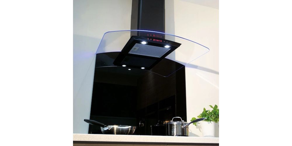 CDA ASG92C 90cm CURVED Glass Splashback in Black or Grey