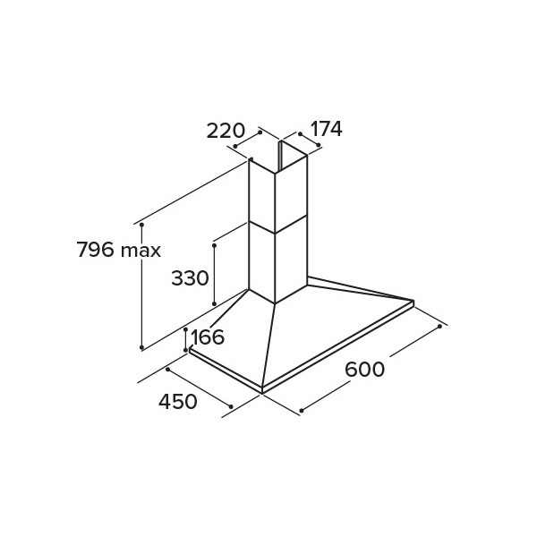 MXCH60SS Stainless Steel 60cm Chimney Extract