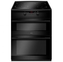 amica afn6550mb 60cm electric double oven with induction hob in matt black