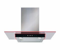 cda ekn70bl 70cm flat glass cooker hood in black with edge lighting