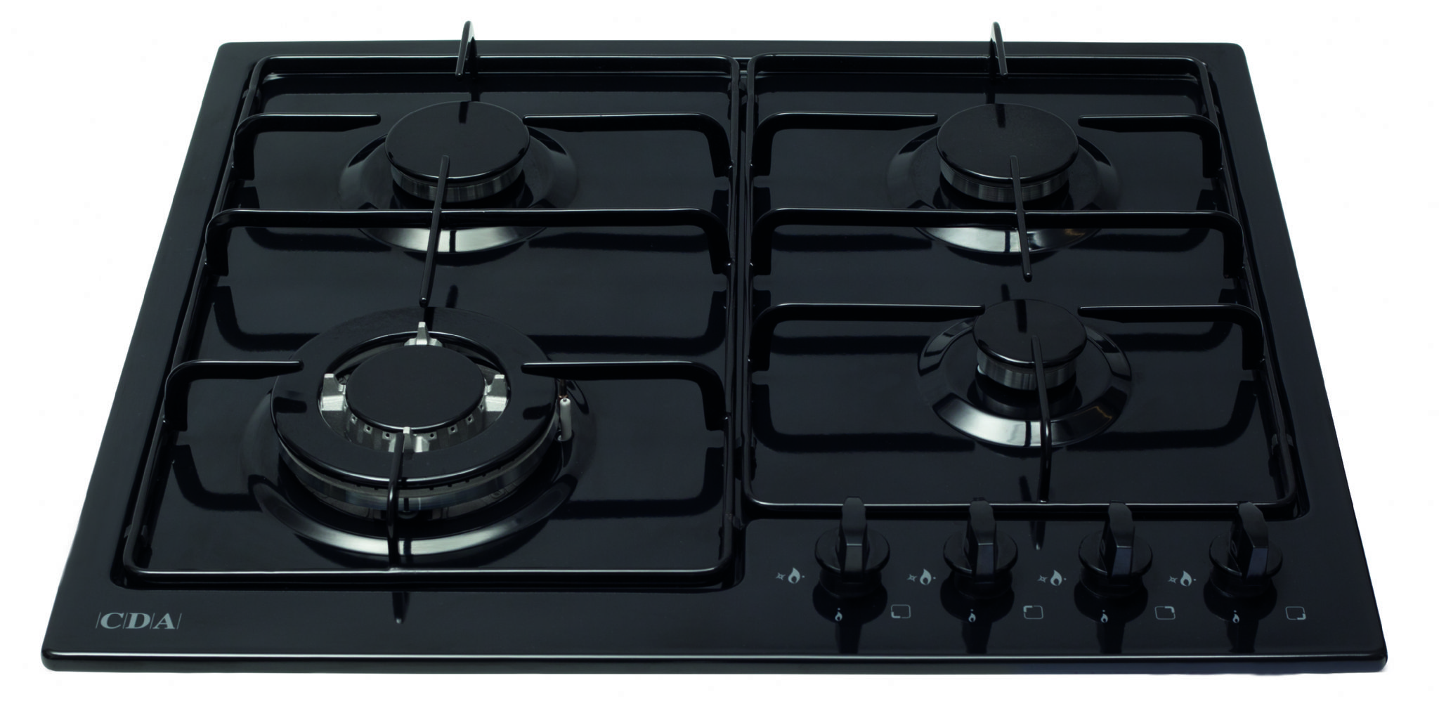 Cda HG6250 Four Burner Gas Hob with WOK Burner in Stainless Steel and Black